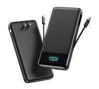 Portable Charger for iPhone,13800mAh Slim Power Bank with Built-in Cables & AC Wall Plug,All in One 4 Outputs USB C Fast Charging Battery Pack Powerbank for iPhone 17/16/15/14,Android,Travel Essential