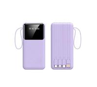 Portable Charger Power Bank 20000mah Display Power Bank, Fast Charging, Fast Mobile Phone Charging Power Bank, 4 Cord Mobile Power Supply (Purple)