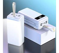 Portable Charger Power Bank Fast Charging External Battery Pack Large capacity 60000 mAh power bank/phone portable power bank/usb c power bank/Four output ports/three input ports,White,60000