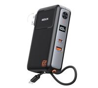 Portable Charger with 65W Wall Charger, 10000mAh Power Bank, Built-in 2 Outputs and USB-C Cable, Foldable AC Plug, Smart Digital Display, External Battery for iPhone 16/15/14/13/12, Laptop,