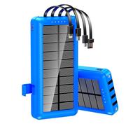 Portable Charger with Built in Cables Solar Power Bank 26800mAh Fast Charging with Phone Holder LED Flashlights External Battery Pack for iPhone Samsung