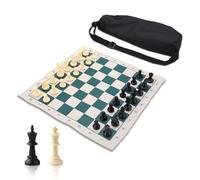 Portable Chess Game Set, 13.4 * 13.4in Chess Board Pieces Set Chess Mat Combination Travel Tournament with Storage Bag for Adults and Kids
