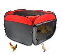 Portable Chicken Brooder Box Kit, Waterproof Chick Starter House with Storage Bag, Ground Stakes, Removable Liner, Red and Black