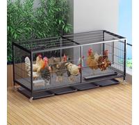 Portable Chicken Coop with Pull-Out Trays, Wheels, Skylight for Easy Outdoor Use, Ideal for Backyard Chicken Keeping