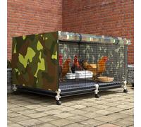 Portable Chicken Coop with Waterproof Cover, Mobile Poultry Cage for 4-10 Chickens, Easy to Assemble with Pull-Out Trays for Ducks, Rabbits, and Pigeons