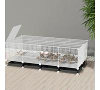Portable Chicken Run Cage with Removable Tray, Foot Pads, and 1.3cm Gap Wire Mesh Kennel for Rabbits, Quail, Ducks, and Kittens - Easy Assembly