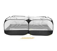 Portable Chicken Run Coop, Foldable Small Animal Pen, Outdoor Pet Fence for Hen Duck Rabbit with Zipper and Transparent Net Cover, Easy Setup Playpen for Grass Use (Black)