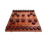 Portable Chinese Chess Game Set - Ebony Xiangqi with Folding Board - Educational Strategy Game for 2 Players - Perfect for Teens, Adults, and Family Fun(4.8cm/1.9in)