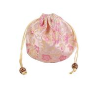 Portable Chinese Style Embroidery Flower Drawstring Bag, Small Coin Purse Wallet Festive Sugar Bag Jewelry Packing Bag(light pink)