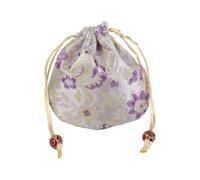 Portable Chinese Style Embroidery Flower Drawstring Bag, Small Coin Purse Wallet Festive Sugar Bag Jewelry Packing Bag(purple)