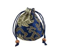 Portable Chinese Style Embroidery Flower Drawstring Bag, Small Coin Purse Wallet Festive Sugar Bag Jewelry Packing Bag(blue)