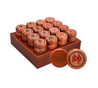 Portable Chinese Xiangqi Chess Set for 2 Players - Traditional Rosewood Pieces with Leather Board & Gift Box(5.8cm/2.3in)