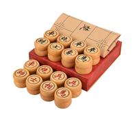 Portable Chinese Xiangqi Chess Set - Travel-Friendly Strategy Game for 2 Players with Leather Board(Chinese Torreya)