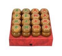 Portable Chinese Xiangqi Chess Set - Travel-Friendly Strategy Game for 2 Players with Leather Board(Green Sandalwood)