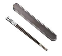 Portable Chopsticks with Pull Design Case, Reusable Metal Stainless Steel Chopstick with Titanium Plated for School, Home, Office, Outdoor, Bento Box Use, Dishwasher Safe (Black Phoenix)