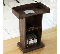 Portable Church Pulpit & Recept Desk Wooden Ground Standing Lectern for Weddings Conferences Classrooms & Offices - Ele White/Brown h