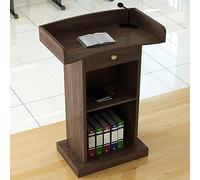 Portable Church Pulpit Wooden Reception Desk for Weddings Conferences & Offices Adjustable Floor Lectern White/Brown Ideal for Classrooms and Events