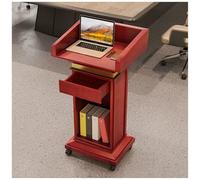 Portable Church Wooden Podium Lectern with Drawers & Wheels - Ideal Public Speaking Stand for Weddings, Schools, Hotels & Classrooms - Elegant Gold Finish