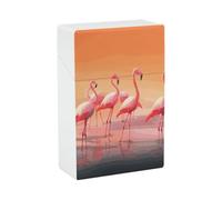 Portable Cigarette Case Waterproof Cigarette Box Plastic Normal Size Pocket Cigarette Box Holder A Flock of Flamingos Flip Open Storage Case for Men Women