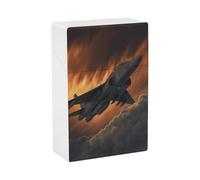 Portable Cigarette Case Waterproof Cigarette Box Plastic Normal Size Pocket Cigarette Box Holder A Fighter Jet Flip Open Storage Case for Men Women