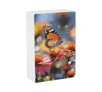 Portable Cigarette Case Waterproof Cigarette Box Plastic Normal Size Pocket Cigarette Box Holder Bloom Flower and Butterfly Flip Open Storage Case for Men Women