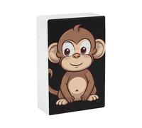 Portable Cigarette Case Waterproof Cigarette Box Plastic Normal Size Pocket Cigarette Box Holder Cartoon Brown Monkey Flip Open Storage Case for Men Women