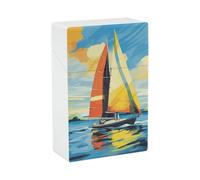 Portable Cigarette Case Waterproof Cigarette Box Plastic Normal Size Pocket Cigarette Box Holder Colorful Sail Boat Flip Open Storage Case for Men Women