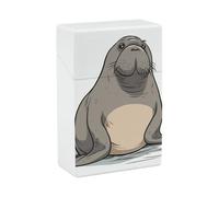 Portable Cigarette Case Waterproof Cigarette Box Plastic Normal Size Pocket Cigarette Box Holder Cute Walrus Flip Open Storage Case for Men Women