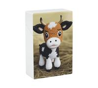 Portable Cigarette Case Waterproof Cigarette Box Plastic Normal Size Pocket Cigarette Box Holder Cute Little Cow Calf Pattern Flip Open Storage Case for Men Women