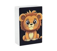 Portable Cigarette Case Waterproof Cigarette Box Plastic Normal Size Pocket Cigarette Box Holder Cute Cartoon Lion Flip Open Storage Case for Men Women