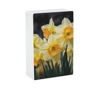 Portable Cigarette Case Waterproof Cigarette Box Plastic Normal Size Pocket Cigarette Box Holder Daffodil Flower Flip Open Storage Case for Men Women