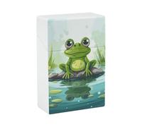 Portable Cigarette Case Waterproof Cigarette Box Plastic Normal Size Pocket Cigarette Box Holder Frog in A Pond Flip Open Storage Case for Men Women