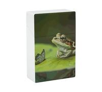 Portable Cigarette Case Waterproof Cigarette Box Plastic Normal Size Pocket Cigarette Box Holder Frog and Butterfly Flip Open Storage Case for Men Women