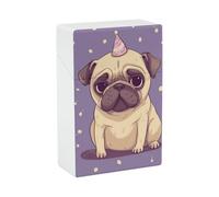 Portable Cigarette Case Waterproof Cigarette Box Plastic Normal Size Pocket Cigarette Box Holder Funny Cartoon Pug Puppy Dog Flip Open Storage Case for Men Women