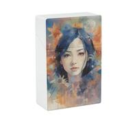 Portable Cigarette Case Waterproof Cigarette Box Plastic Normal Size Pocket Cigarette Box Holder Hand Drawn Woman Flip Open Storage Case for Men Women