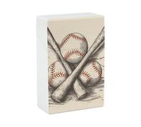 Portable Cigarette Case Waterproof Cigarette Box Plastic Normal Size Pocket Cigarette Box Holder Hand Drawn Baseball Bats and Ball Flip Open Storage Case for Men Women