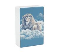 Portable Cigarette Case Waterproof Cigarette Box Plastic Normal Size Pocket Cigarette Box Holder Lamb with A Lion Flip Open Storage Case for Men Women