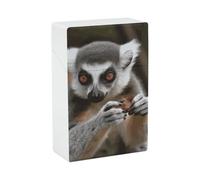 Portable Cigarette Case Waterproof Cigarette Box Plastic Normal Size Pocket Cigarette Box Holder Monkey Lemur Cute Flip Open Storage Case for Men Women