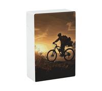 Portable Cigarette Case Waterproof Cigarette Box Plastic Normal Size Pocket Cigarette Box Holder Mountain Bike in The Evening Flip Open Storage Case for Men Women