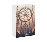 Portable Cigarette Case Waterproof Cigarette Box Plastic Normal Size Pocket Cigarette Box Holder Native American Dream Catcher Flip Open Storage Case for Men Women