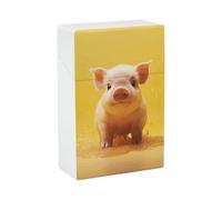 Portable Cigarette Case Waterproof Cigarette Box Plastic Normal Size Pocket Cigarette Box Holder Piggy is Jumping Flip Open Storage Case for Men Women
