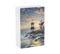 Portable Cigarette Case Waterproof Cigarette Box Plastic Normal Size Pocket Cigarette Box Holder Santa Claus Lighthouse Flip Open Storage Case for Men Women