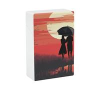 Portable Cigarette Case Waterproof Cigarette Box Plastic Normal Size Pocket Cigarette Box Holder Two People Under The Umbrella Flip Open Storage Case for Men Women