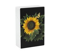 Portable Cigarette Case Waterproof Cigarette Box Plastic Normal Size Pocket Cigarette Box Holder Weed with Sunflower Flip Open Storage Case for Men Women