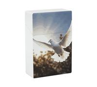 Portable Cigarette Case Waterproof Cigarette Box Plastic Normal Size Pocket Cigarette Box Holder White Dove Flying in The Sun Flip Open Storage Case for Men Women