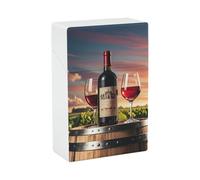 Portable Cigarette Case Waterproof Cigarette Box Plastic Normal Size Pocket Cigarette Box Holder Wooden Wine Barrel on Wine Bottle Flip Open Storage Case for Men Women