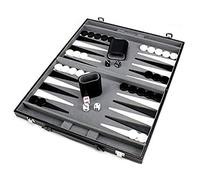 Portable Classic Backgammon Set for Kids and Adults, PU Leather Board Game with Storage Trays, Suitable for Travel, Tournaments, Indoor, Outdoors, and Party, Business (black)