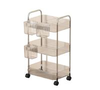 Portable Clear Storage Trolley with Smooth, 3-tier L