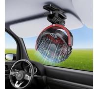 Portable Clip on Fan 360° Rotate Quiet Mini Electric Fan Sturdy Clamp Portable Small Battery for Car Visor Back Seat Roof Handles for Office Desk Golf Car Outdoor Travel Camping Tent Gym Treadmil
