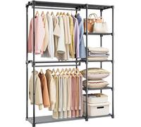 Portable Closet Organizer - Freestanding Wardrobe with 4 Shelves 2 Hanging Rods Open Clothing Rack for Easy Storage 47.8x15.8x63.4 Inches - Ideal for Home & Bedroom